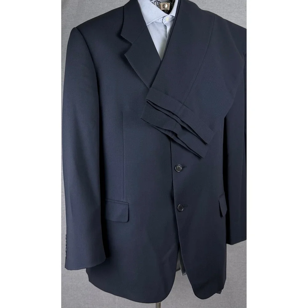 Valentino Uomo Vintage Navy Blue 2‎ Piece Suit 39x31.5 Wool 3 Button Blazer Mens
